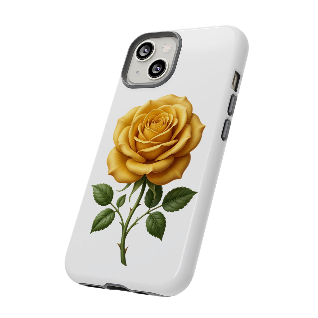Yellow Rose Phone Case — Vintage Floral Tough Protective Cover