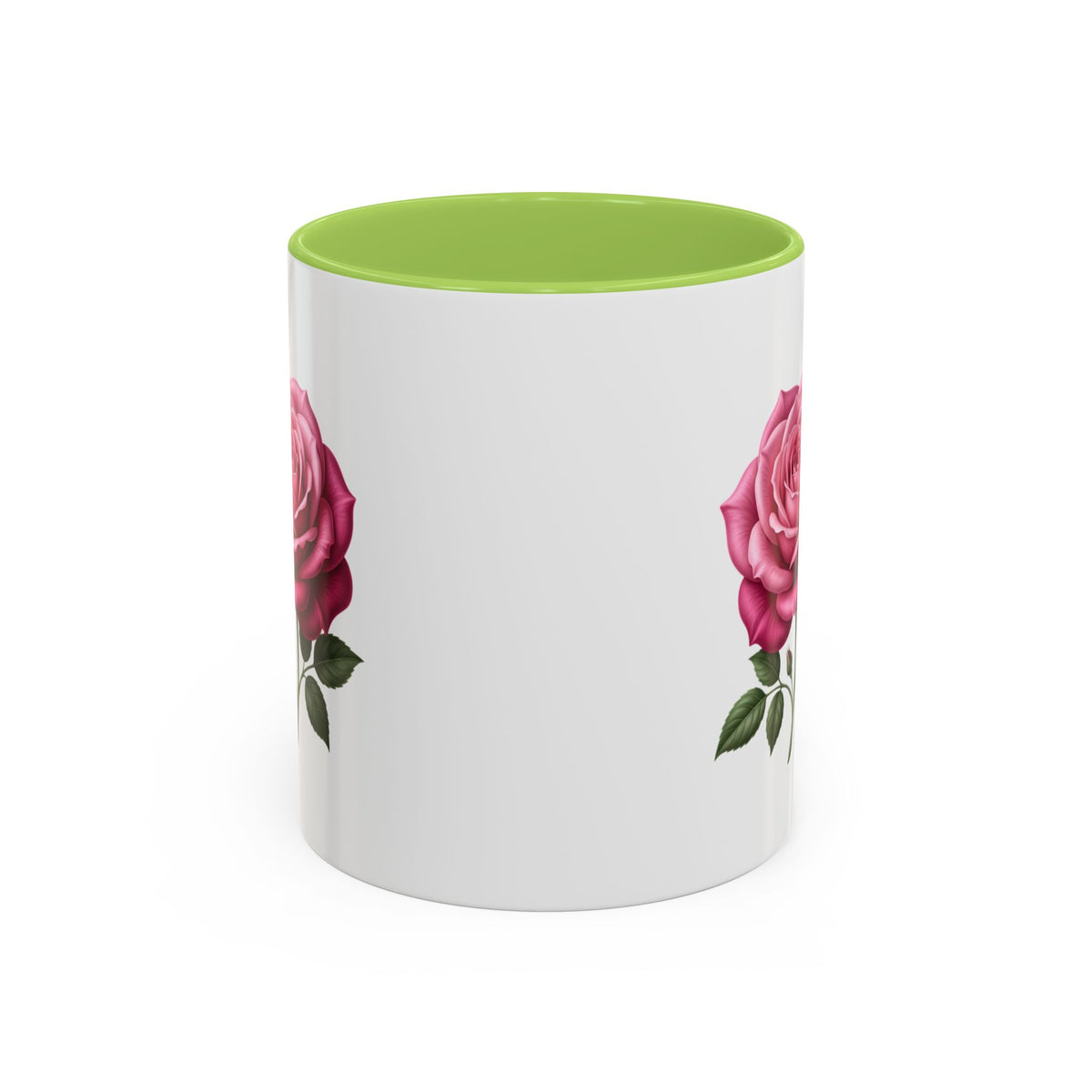 Pink Rose Accent Coffee Mug — Floral Tea & Coffee Cup (11/15 oz)