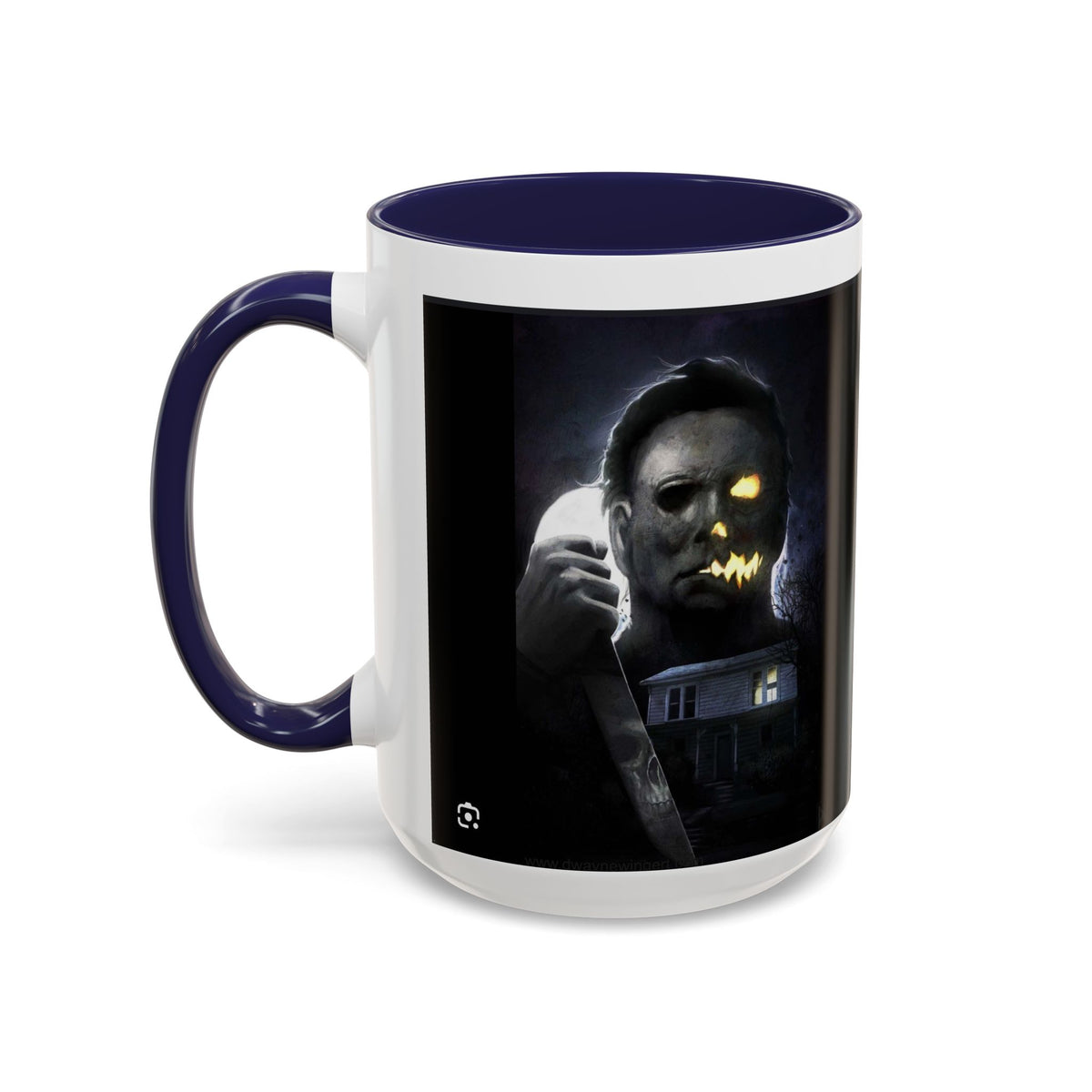 Halloween Michael Myers Accent Coffee Mug — Spooky Horror Movie Jack-O'-Lantern Face (11/15oz)
