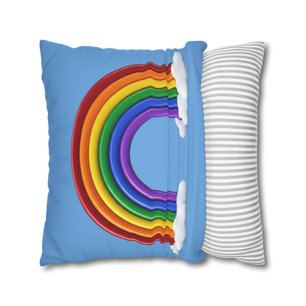 Rainbow Light Blue Spun Polyester Square Pillowcase