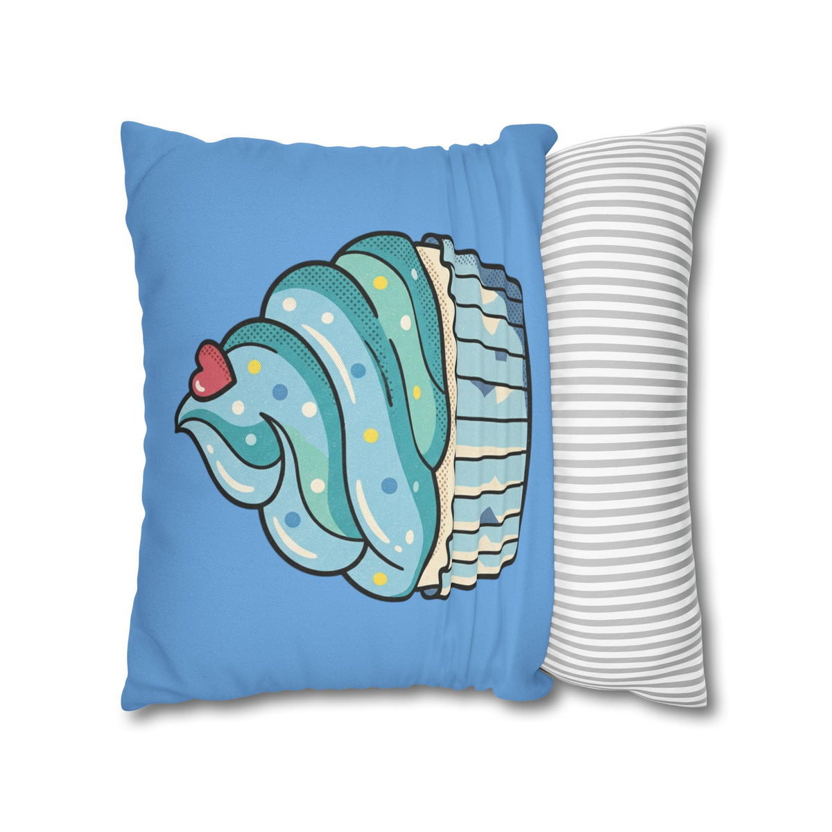 Blue Cupcake Throw Pillowcase — Cute Dessert Decorative Cushion Cover- Light Blue