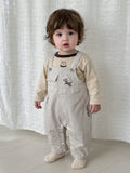 Soft Cartoon Long Sleeve T-Shirt Two-Piece Set, 1-Year-Old Boy Bib Pants Autumn