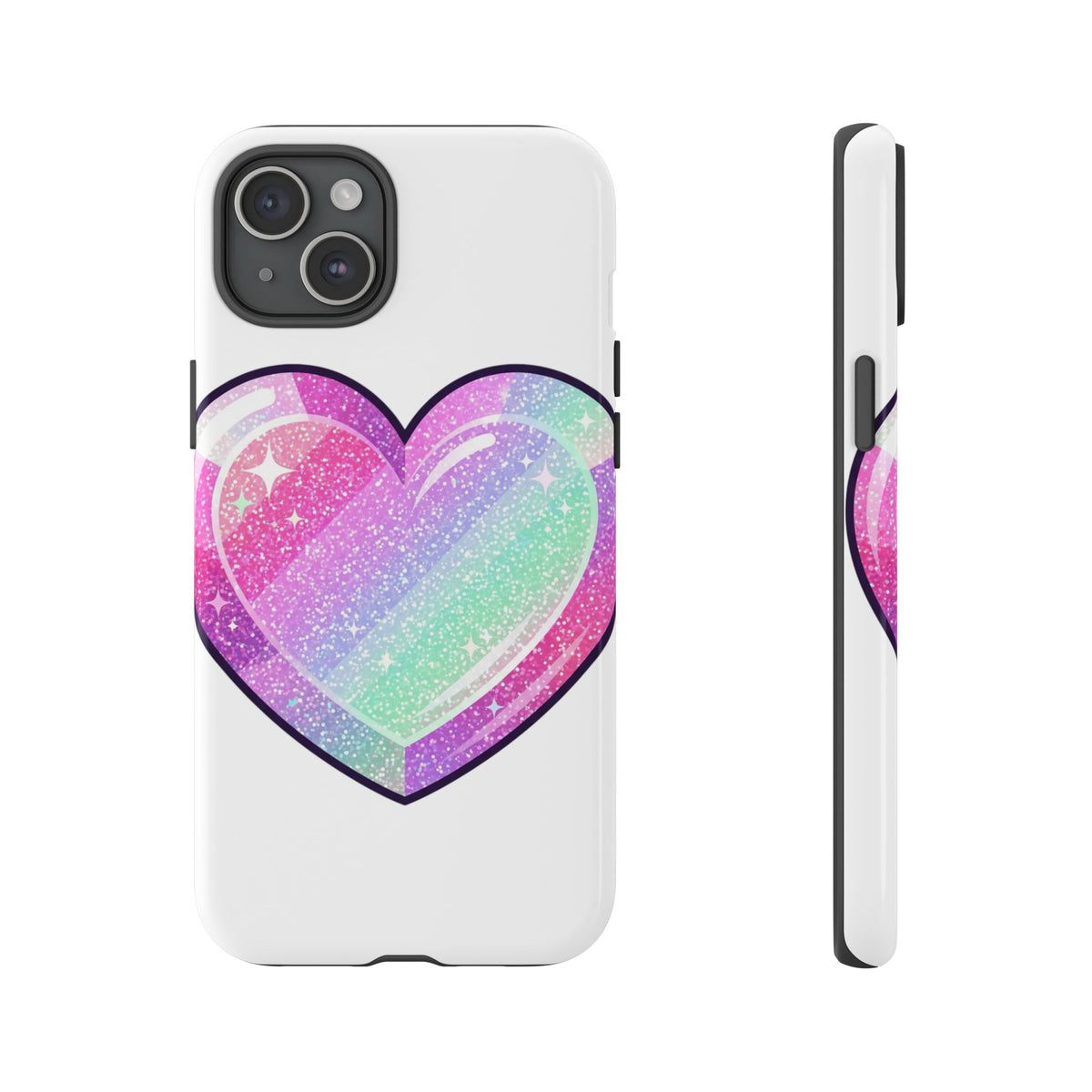 Pastel Glitter Heart Tough Phone Case — Cute Protective Phone Cover