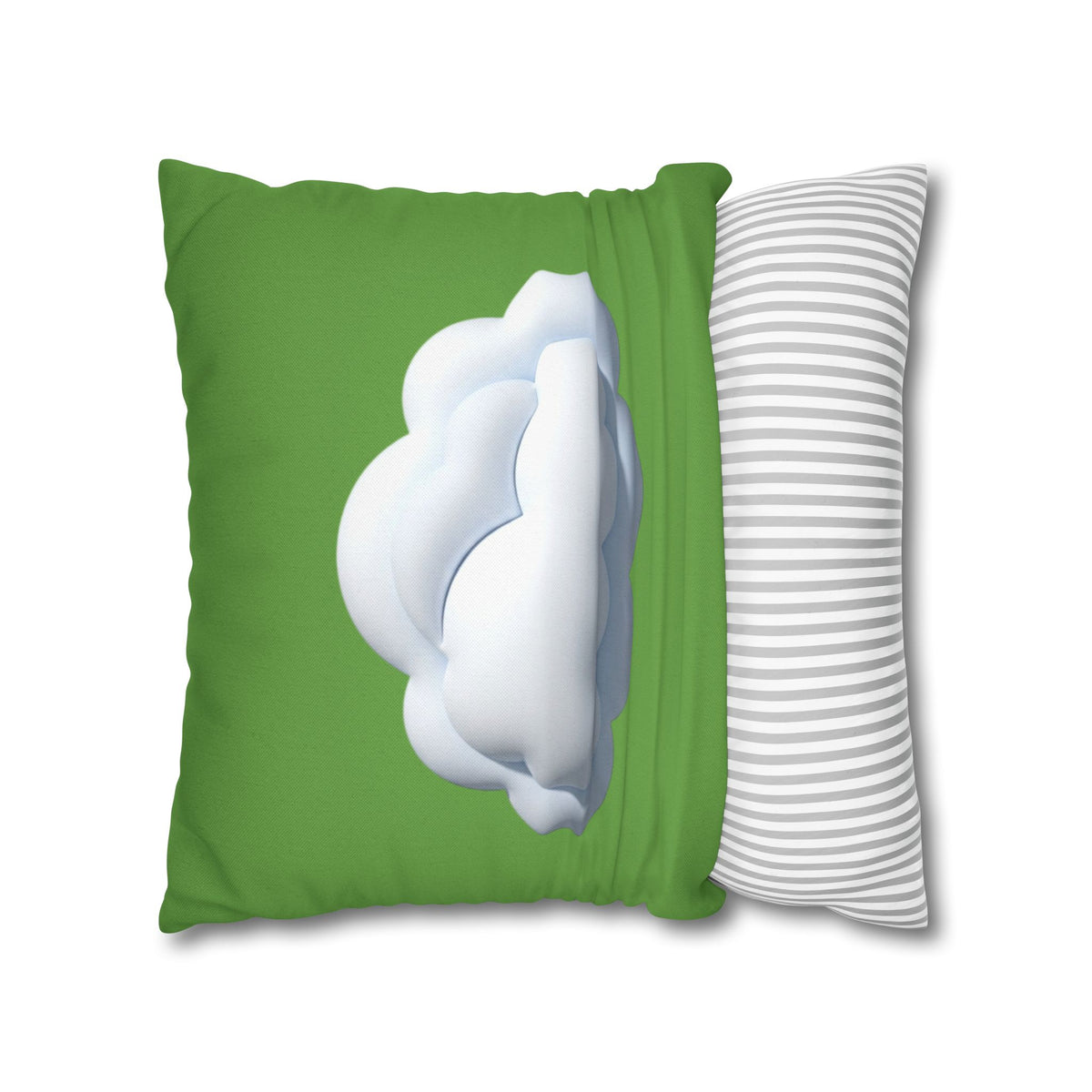 Green Cloud Decorative Pillowcase — Soft White Cloud Accent Cushion Cover