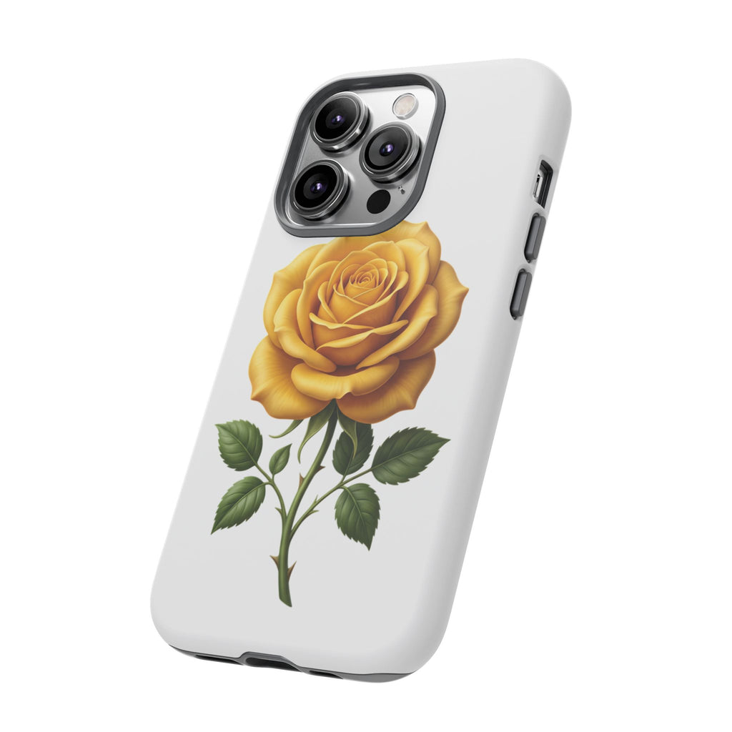 Yellow Rose Phone Case — Vintage Floral Tough Protective Cover