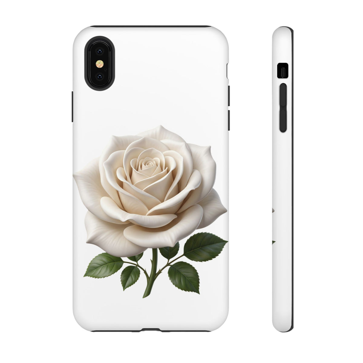 White Rose Tough Phone Case – Elegant Floral Protective Cover