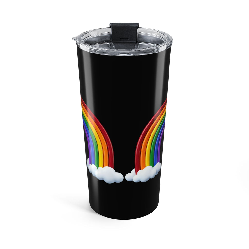20oz Rainbow Tumbler - Double Arc Rainbow on Black, Pride Travel Cup