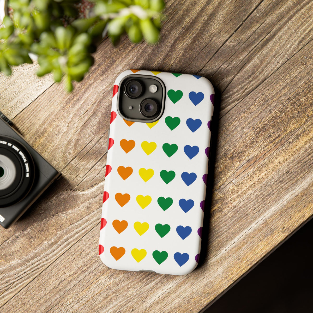 Rainbow Heart Tough Phone Case — Pride Pattern Protective Cover