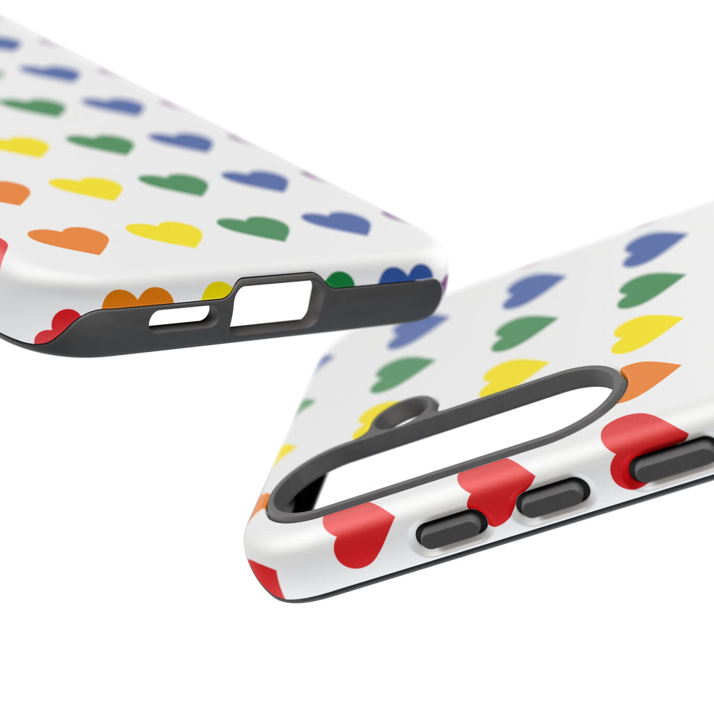 Rainbow Heart Tough Phone Case — Pride Pattern Protective Cover
