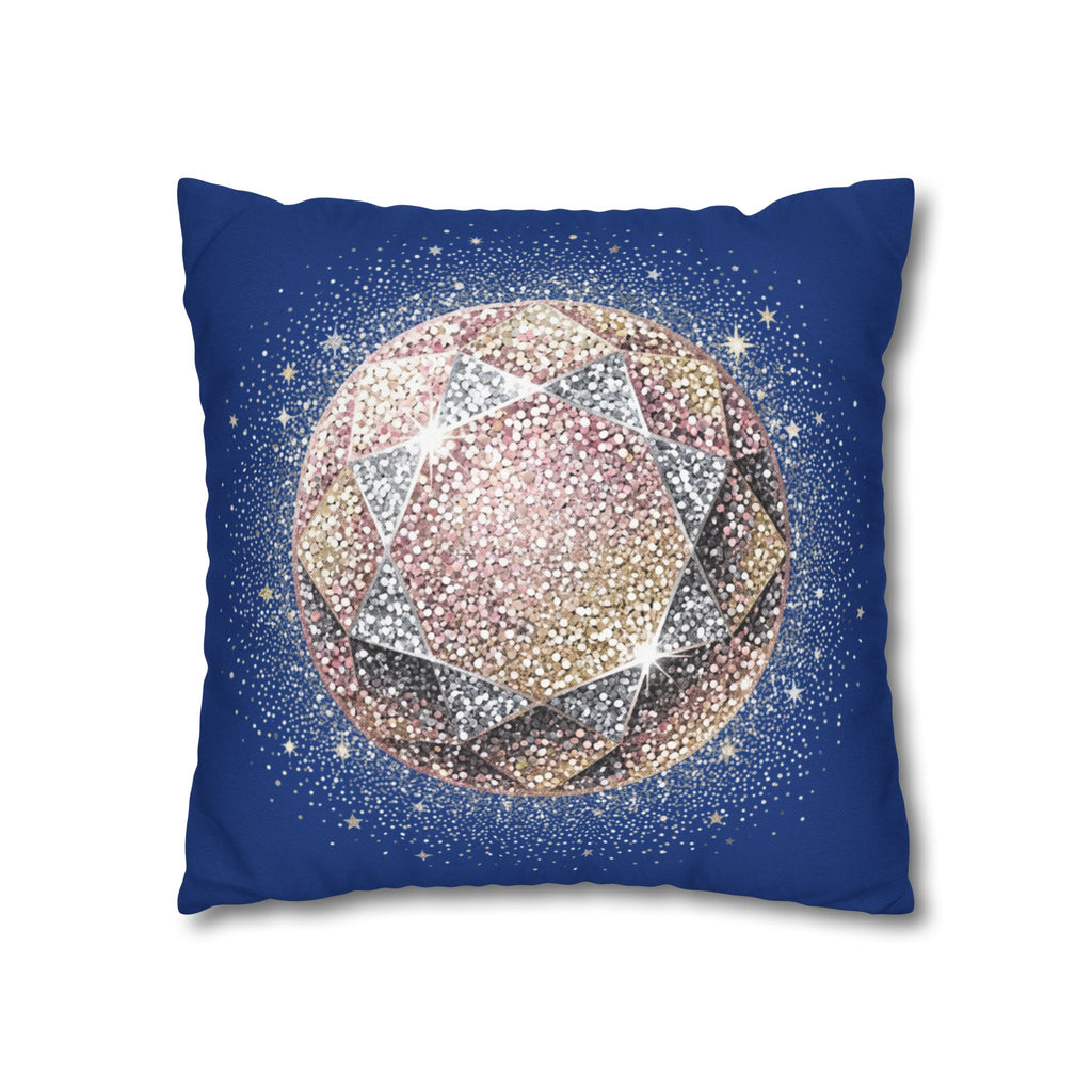 Glittery Navy Spun Polyester Square Pillowcase