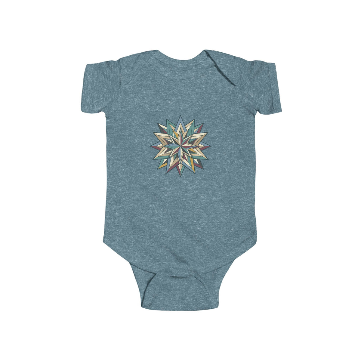 Baby Bodysuit with Geometric Starburst Quilt Design — Modern Neutral Infant Onesie