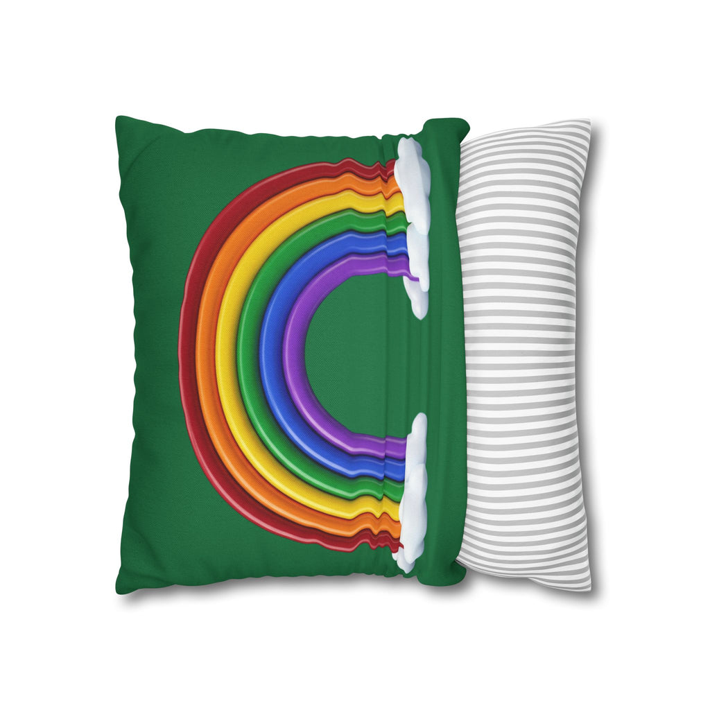 Rainbow Dark Green Spun Polyester Square Pillowcase