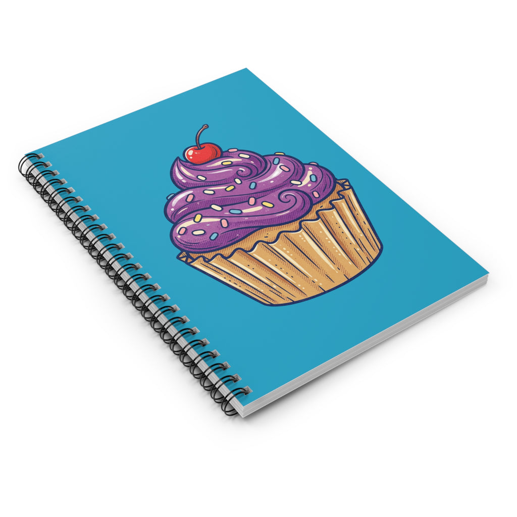 Cupcake Spiral Notebook — Purple Frosting Cherry Journal (Ruled)