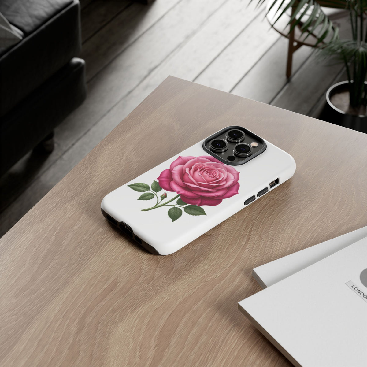 Pink Rose Tough Phone Case — Floral Protective iPhone Cover