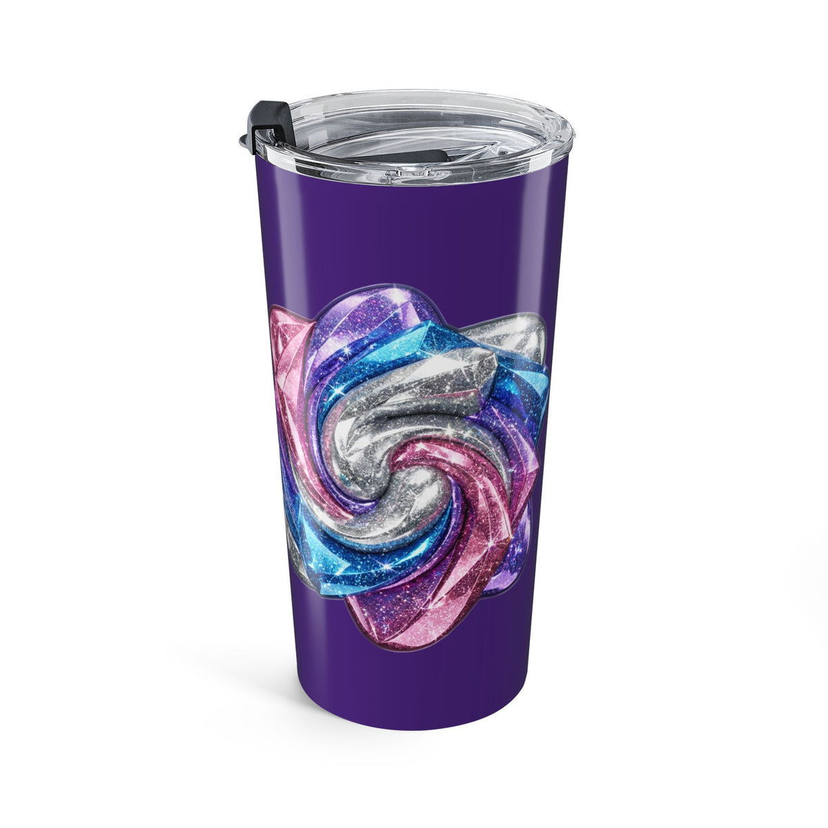 20oz Glitter Bow Tumbler Dark Purple — Insulated Travel Cup with Sparkle Ribbon Design