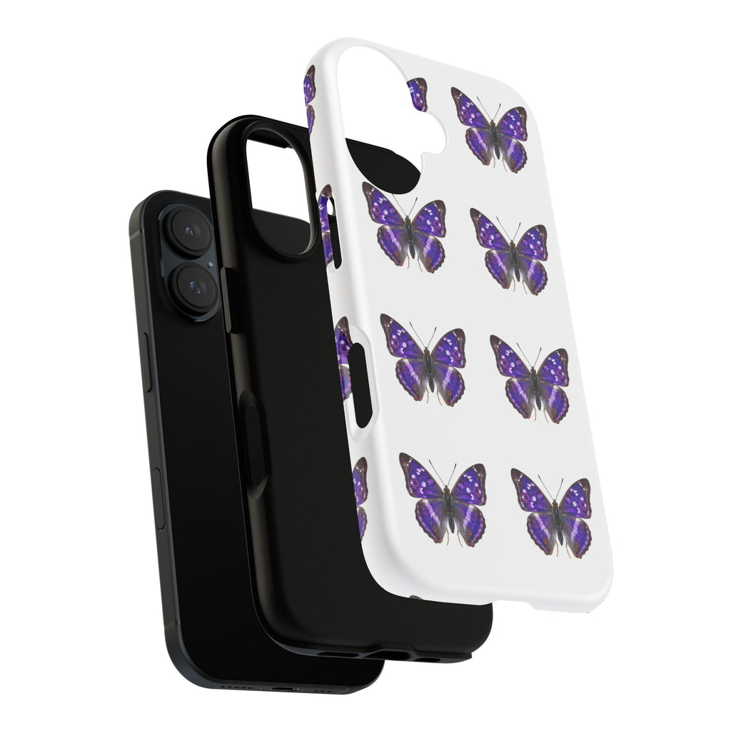 Purple Butterfly Tough Phone Case — Durable Protective iPhone Case with Repeating Butterfly Pattern