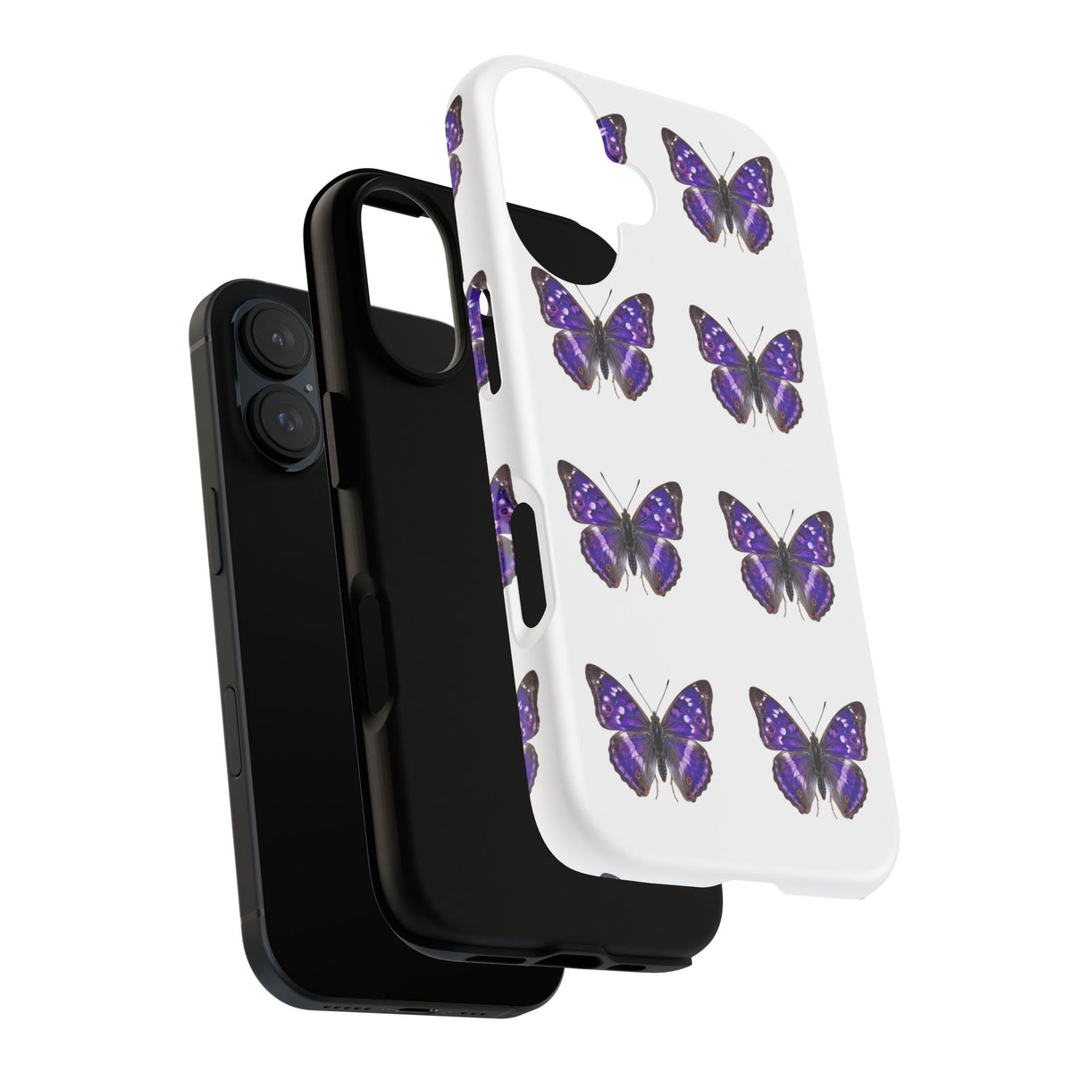 Purple Butterfly Tough Phone Case — Durable Protective iPhone Case with Repeating Butterfly Pattern