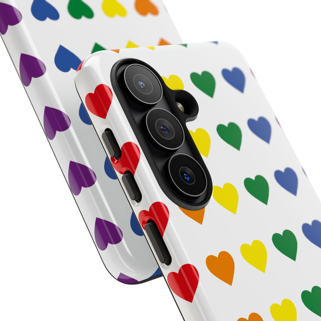 Rainbow Heart Tough Phone Case — Pride Pattern Protective Cover