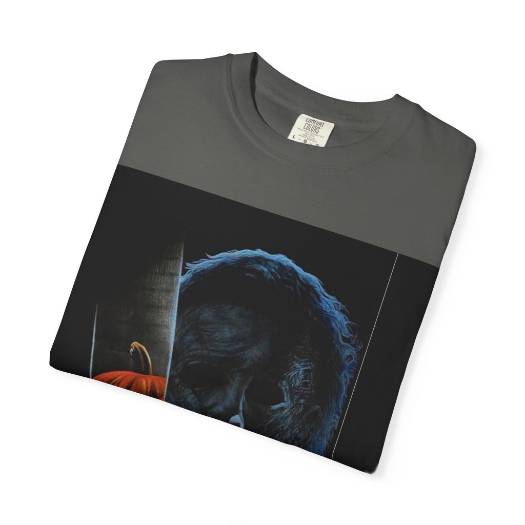 T-Shirt — Halloween Split-Face Pumpkin & Michael Myers Horror Graphic