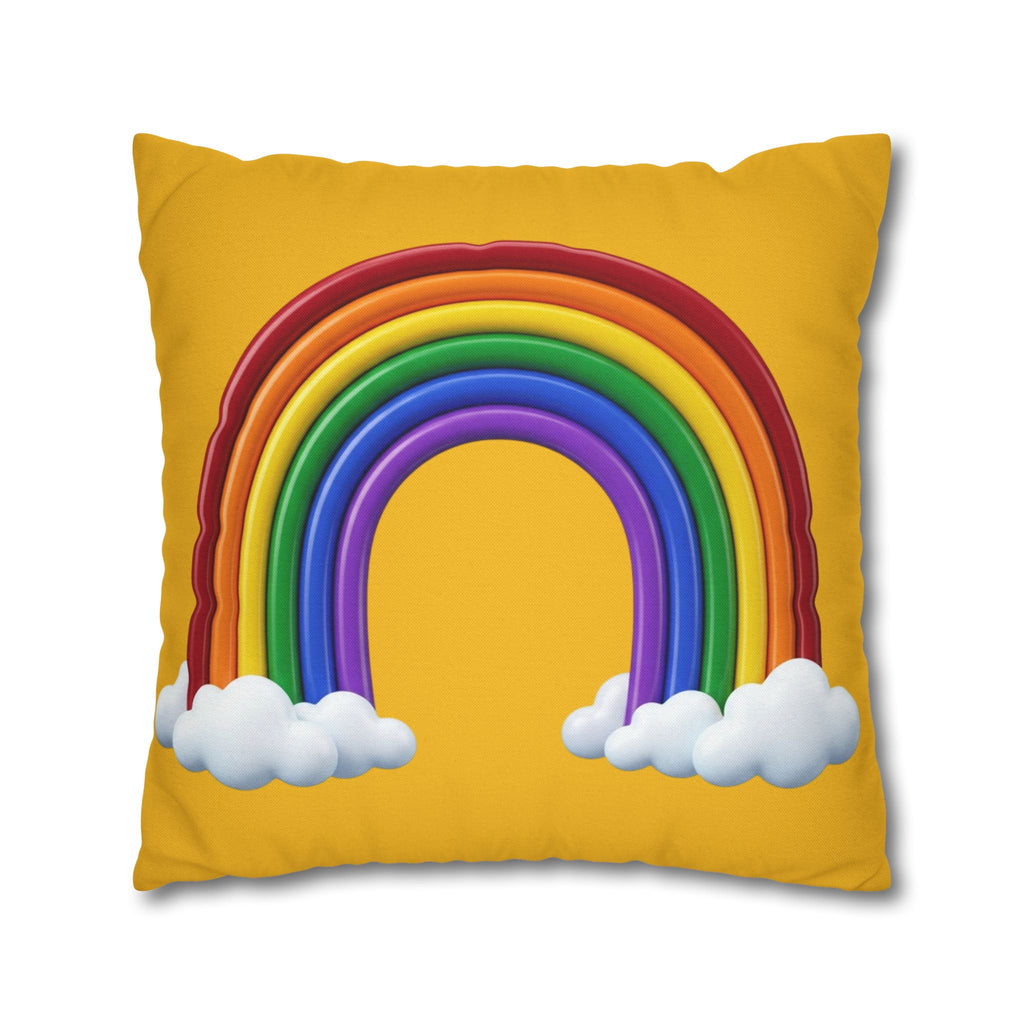 Rainbow Yellow Spun Polyester Square Pillowcase