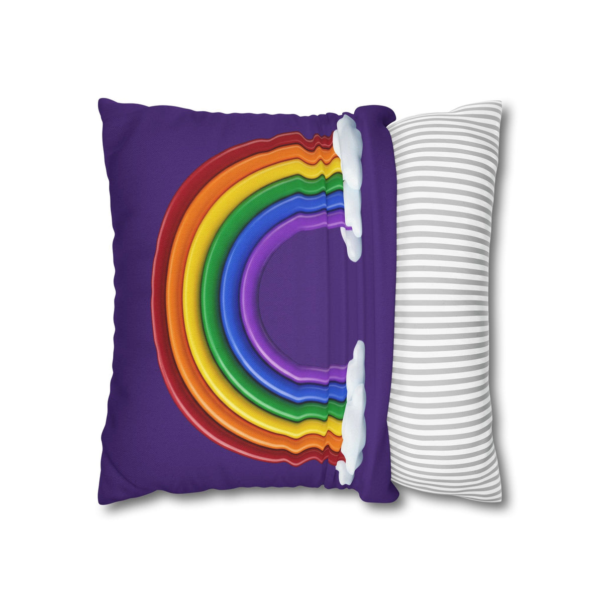 Rainbow Dark Purple Spun Polyester Square Pillowcase