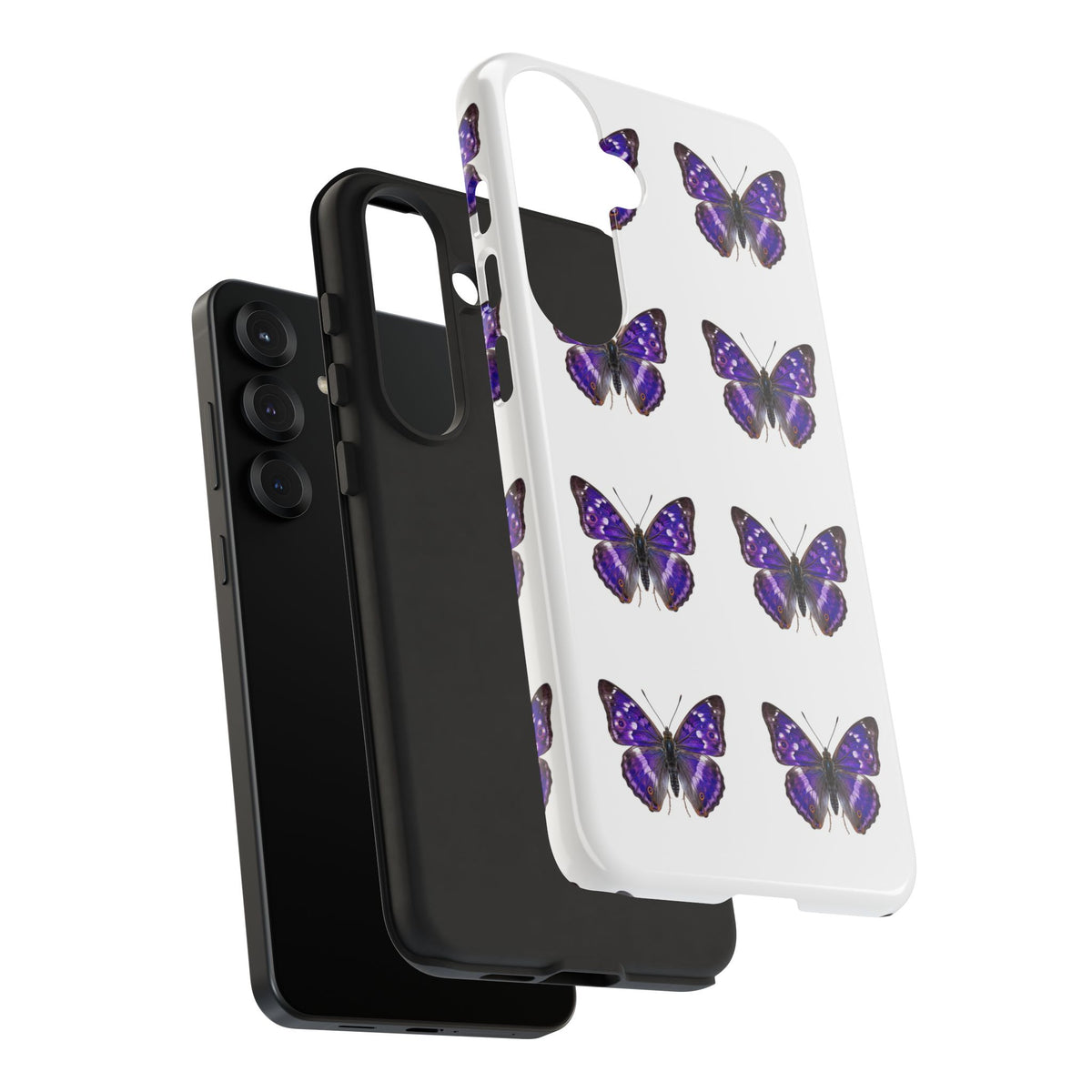 Purple Butterfly Tough Phone Case — Durable Protective iPhone Case with Repeating Butterfly Pattern
