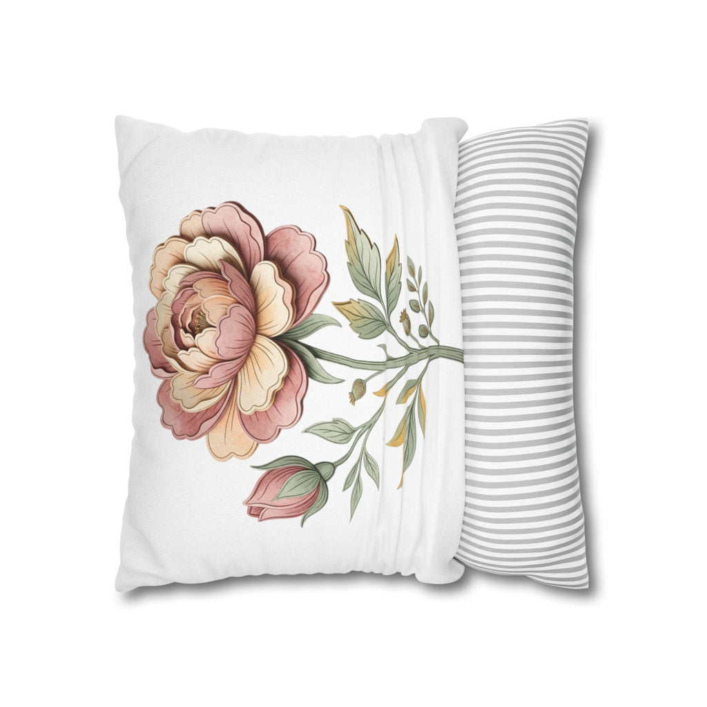 Floral Rose Spun Polyester Square Pillowcase