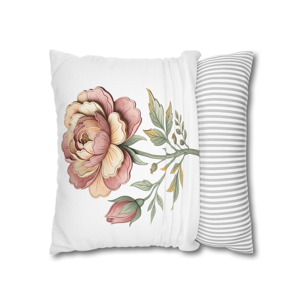 Floral Rose Spun Polyester Square Pillowcase