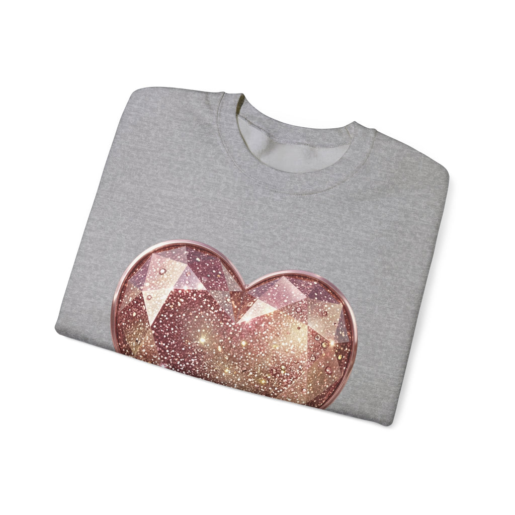 Glitter Gem Heart Sweatshirt — Sparkling Pink Heart Crewneck