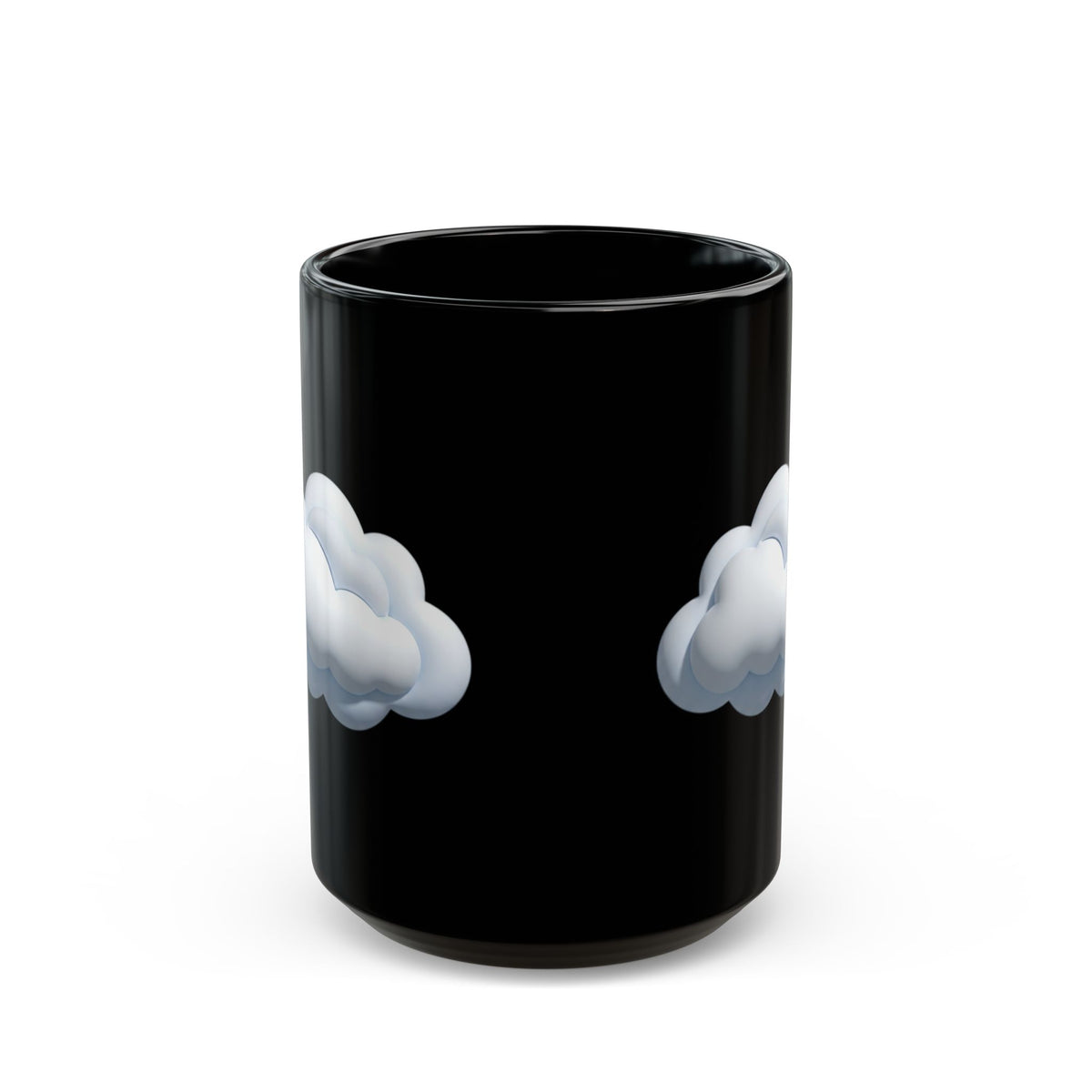Cloud Icon Black Mug — Cute Minimal Cloud Coffee Cup (11oz/15oz)
