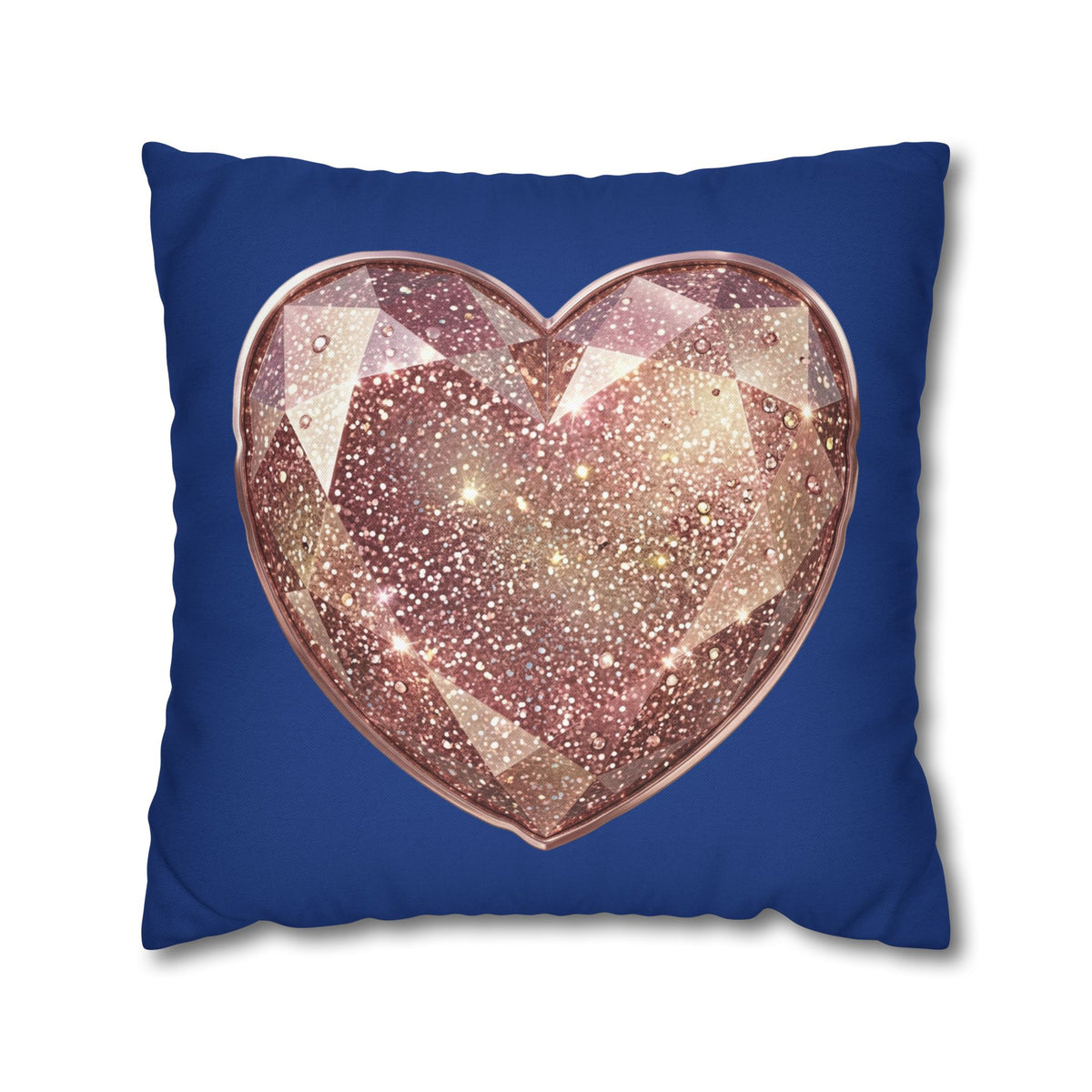 Galaxy Rose Gold Heart Pillowcase — Decorative Square Throw Pillow- Navy