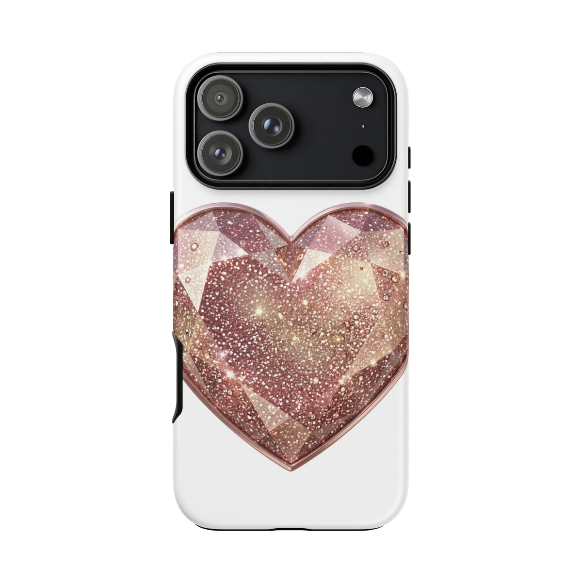 Rose Gold Glitter Crystal Heart Phone Case