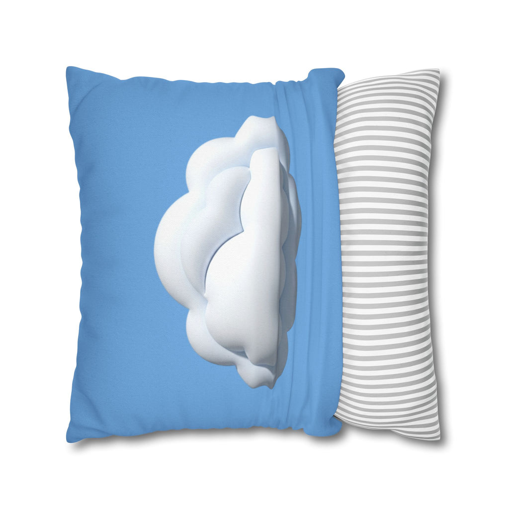 Cloud Print Square Pillowcase — Soft Light Blue Decorative Throw Pillow Cover