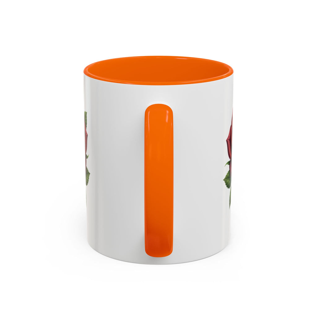 Red Rose Accent Coffee Mug — Floral Ceramic Coffee Cup (11/15oz)