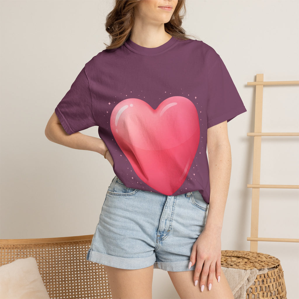 Pink Heart Unisex Garment-Dyed T-shirt