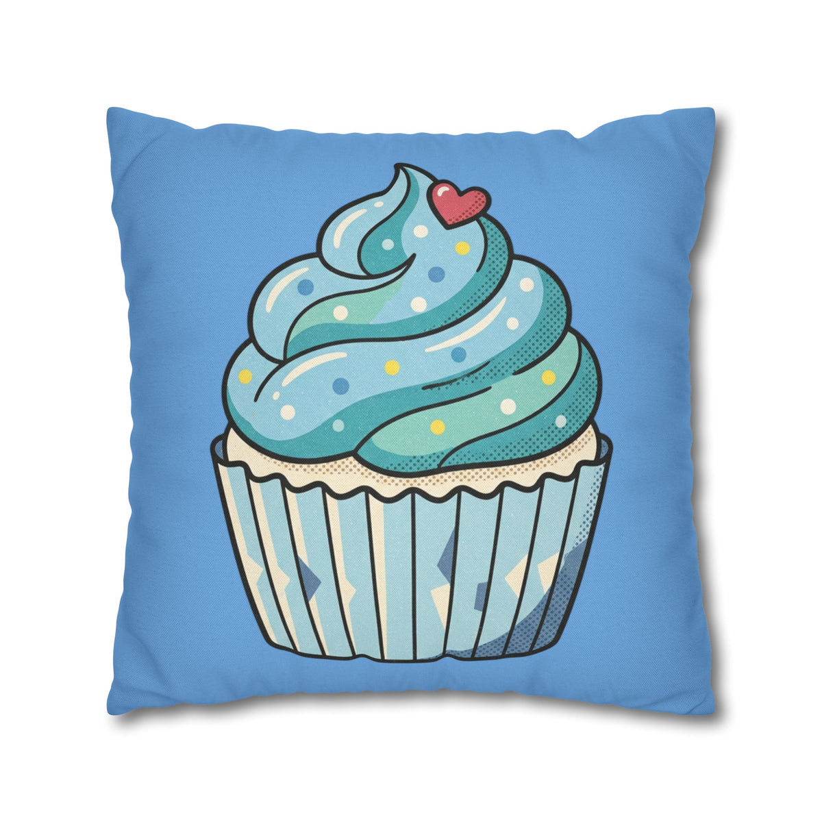 Blue Cupcake Throw Pillowcase — Cute Dessert Decorative Cushion Cover- Light Blue