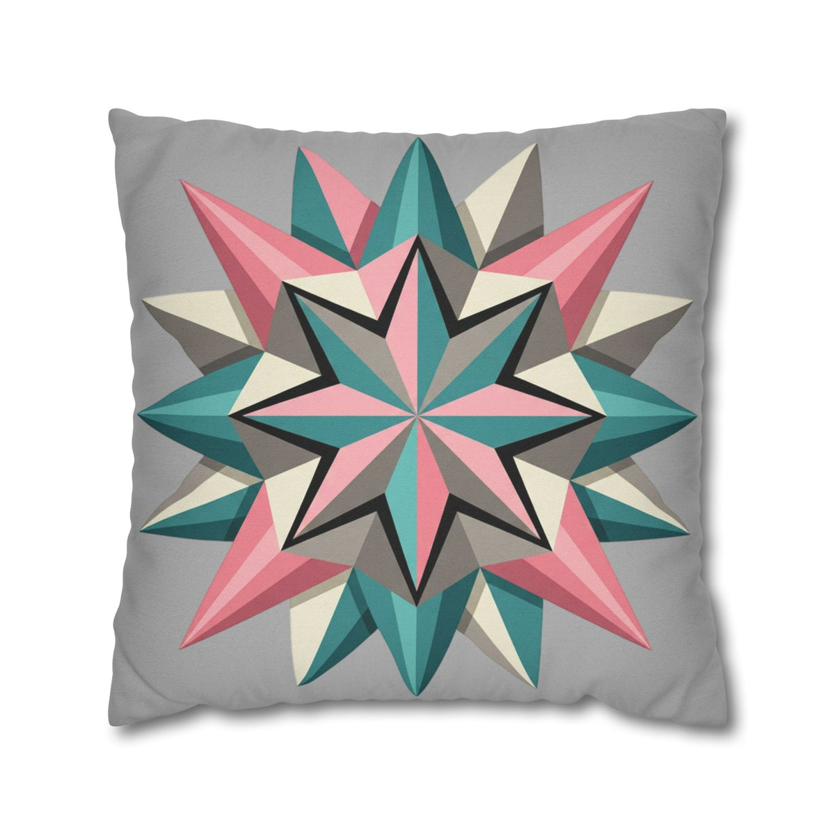 Geometric Starburst Throw Pillowcase — Pink Teal Modern Accent