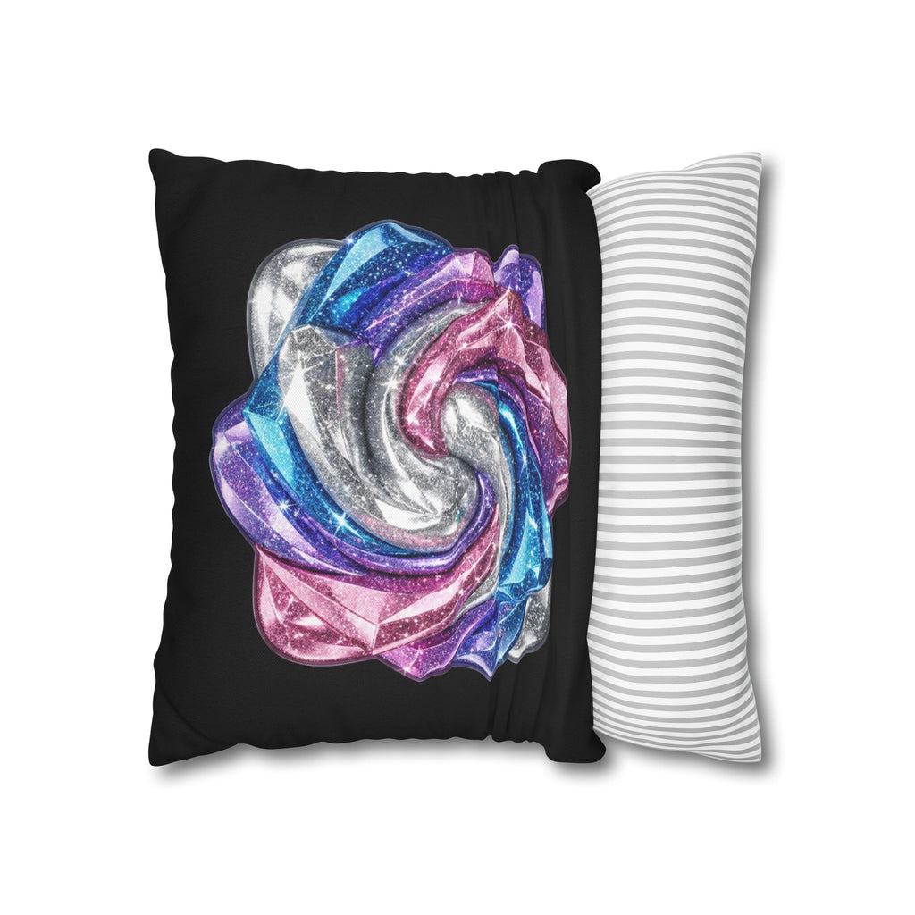 3D Glitter Design Black Spun Polyester Square Pillowcase