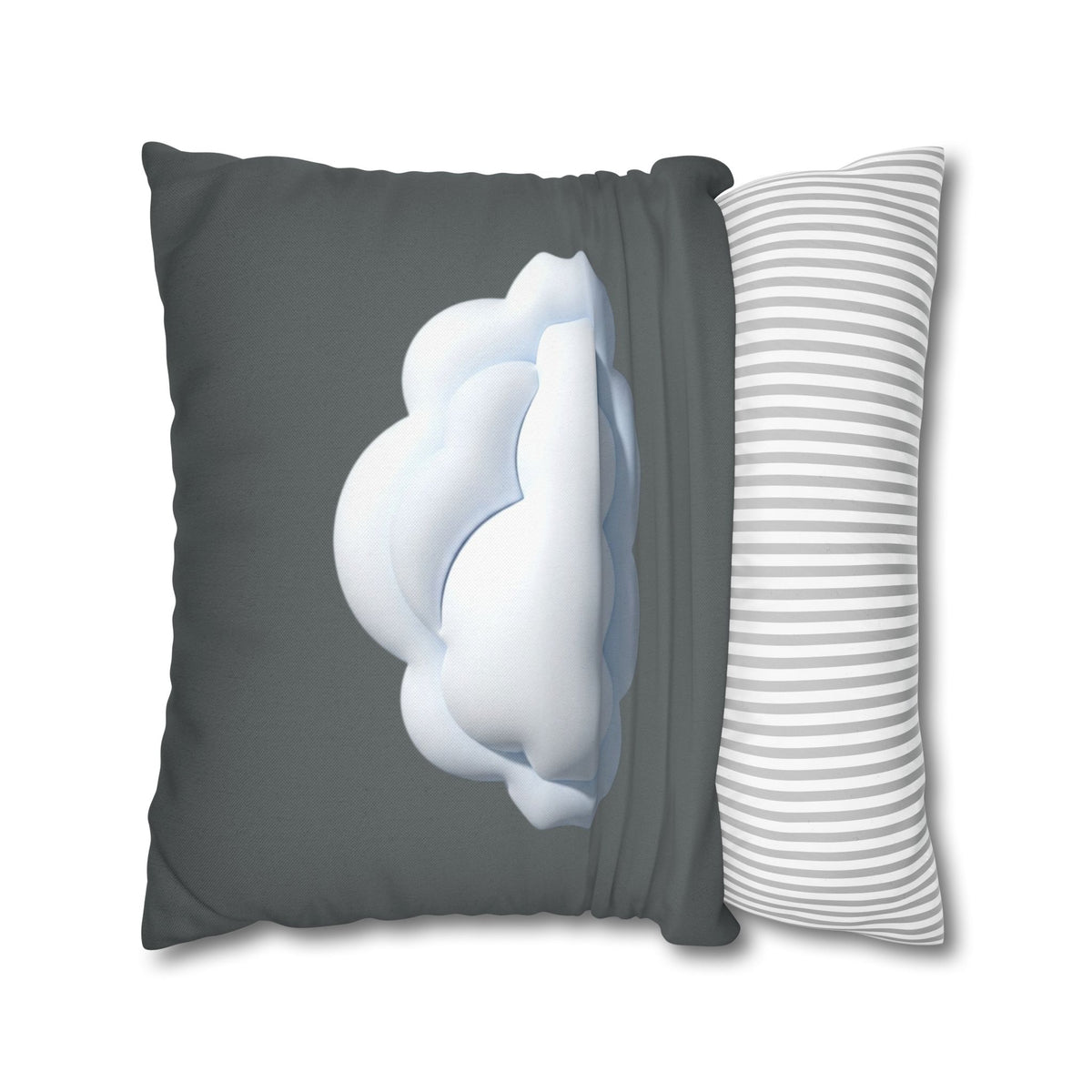Cloud Graphic Dark Grey Pillowcase — Whimsical Grey Decorative Throw Pillow Cover