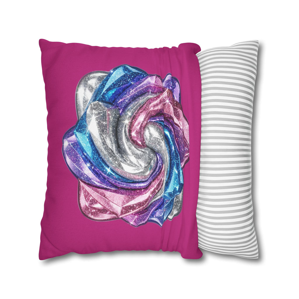 3D Glitter Design Magenta Spun Polyester Square Pillowcase