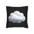 Cloud Graphic Black Pillowcase — Soft White Cloud on Black Decorative Pillow Cover