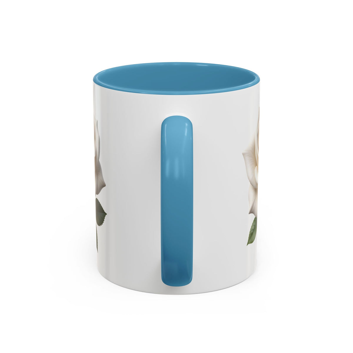 White Rose Accent Coffee Mug — Elegant Floral 11/15oz Ceramic