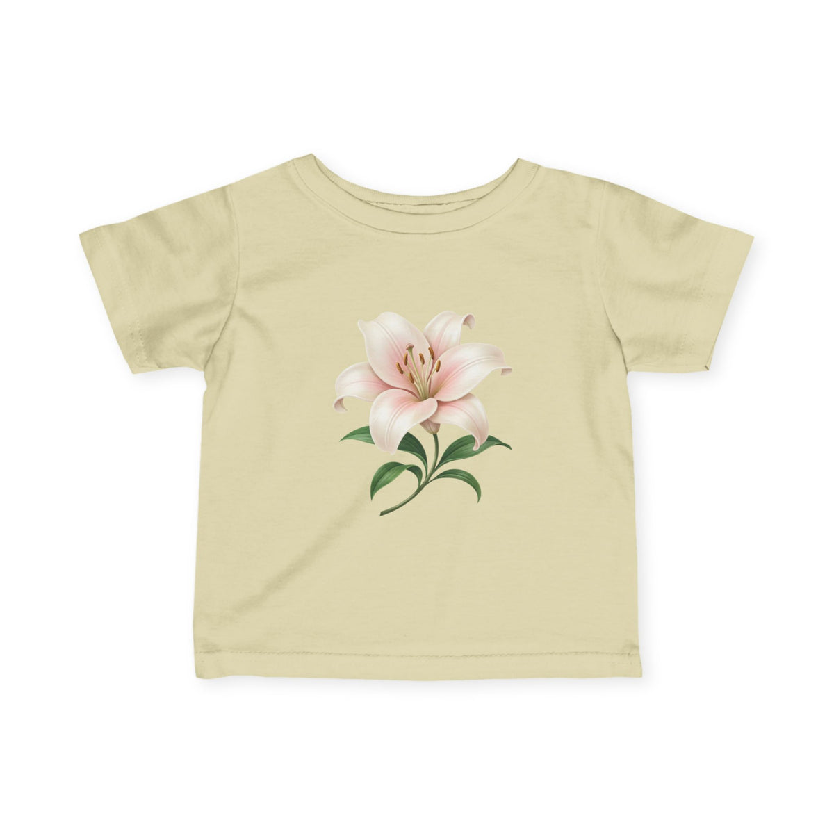 Infant Tee with Soft Pink Lily Floral Print — Baby Girl Spring Outfit