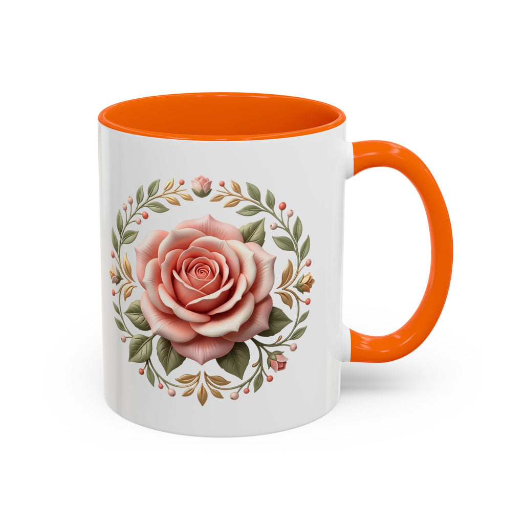 Rose Wreath Accent Coffee Mug — Floral 11/15oz Tea & Coffee Cup