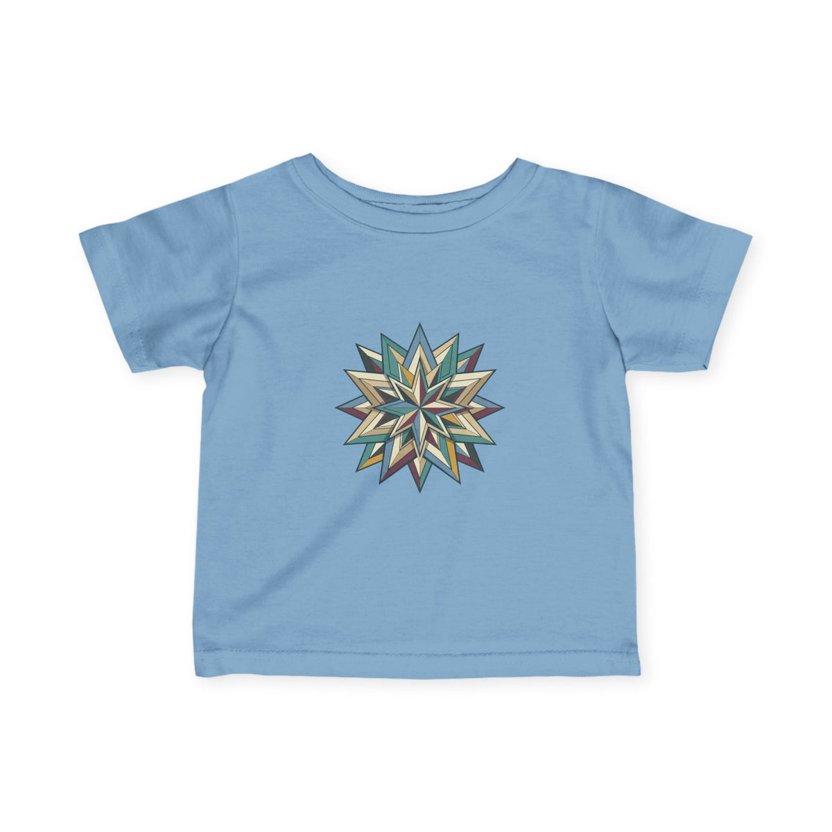 Infant Tee with Geometric Starburst Design — Neutral Baby Shirt, Modern Nursery Gift