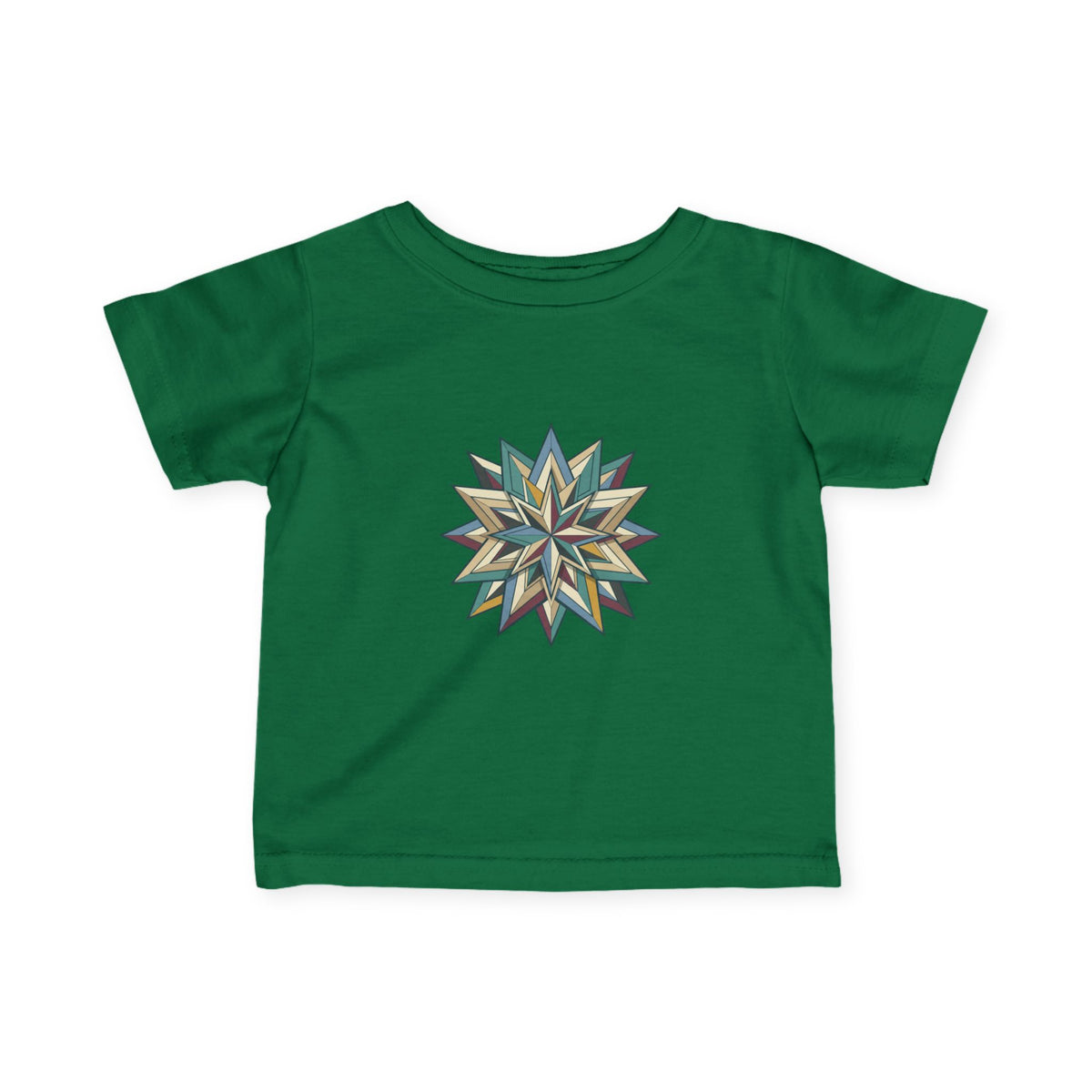 Infant Tee with Geometric Starburst Design — Neutral Baby Shirt, Modern Nursery Gift