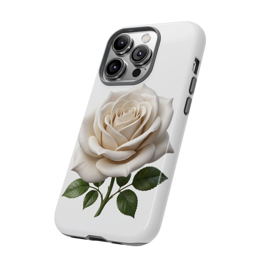 White Rose Tough Phone Case – Elegant Floral Protective Cover