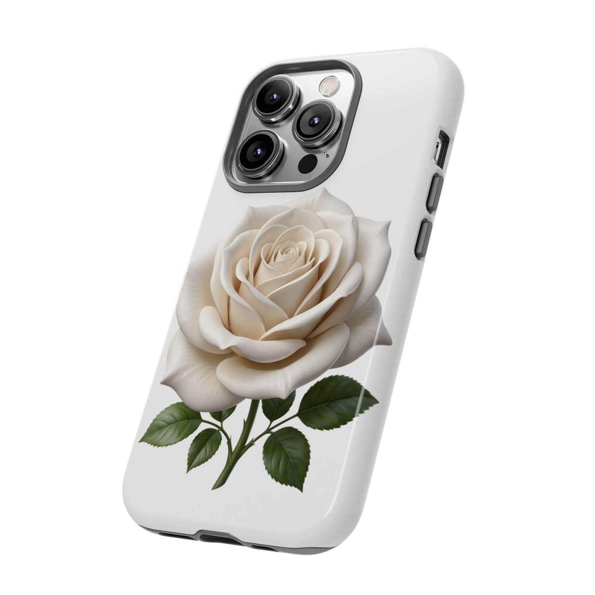 White Rose Tough Phone Case – Elegant Floral Protective Cover