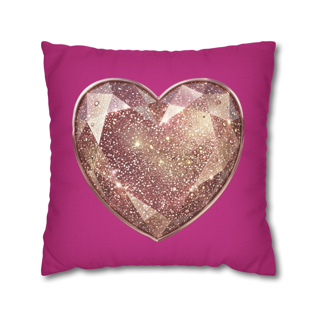 Sparkling Rose Gold Heart Throw Pillowcase- Magenta