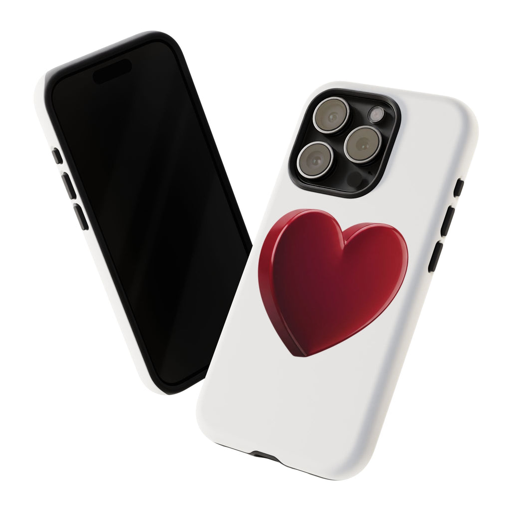 Heart Tough Phone Case - Red 3D Heart Protective Phone Case